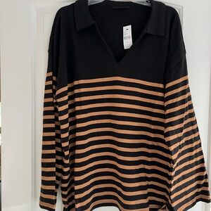 Lane Bryant Black Stripped Sweater Top